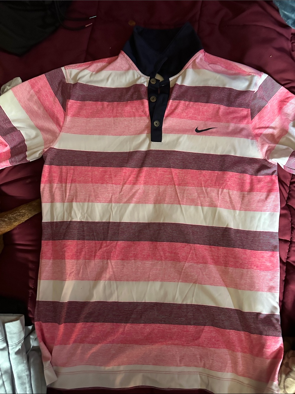 Nike Men’s Pink, White & Navy Striped Polo